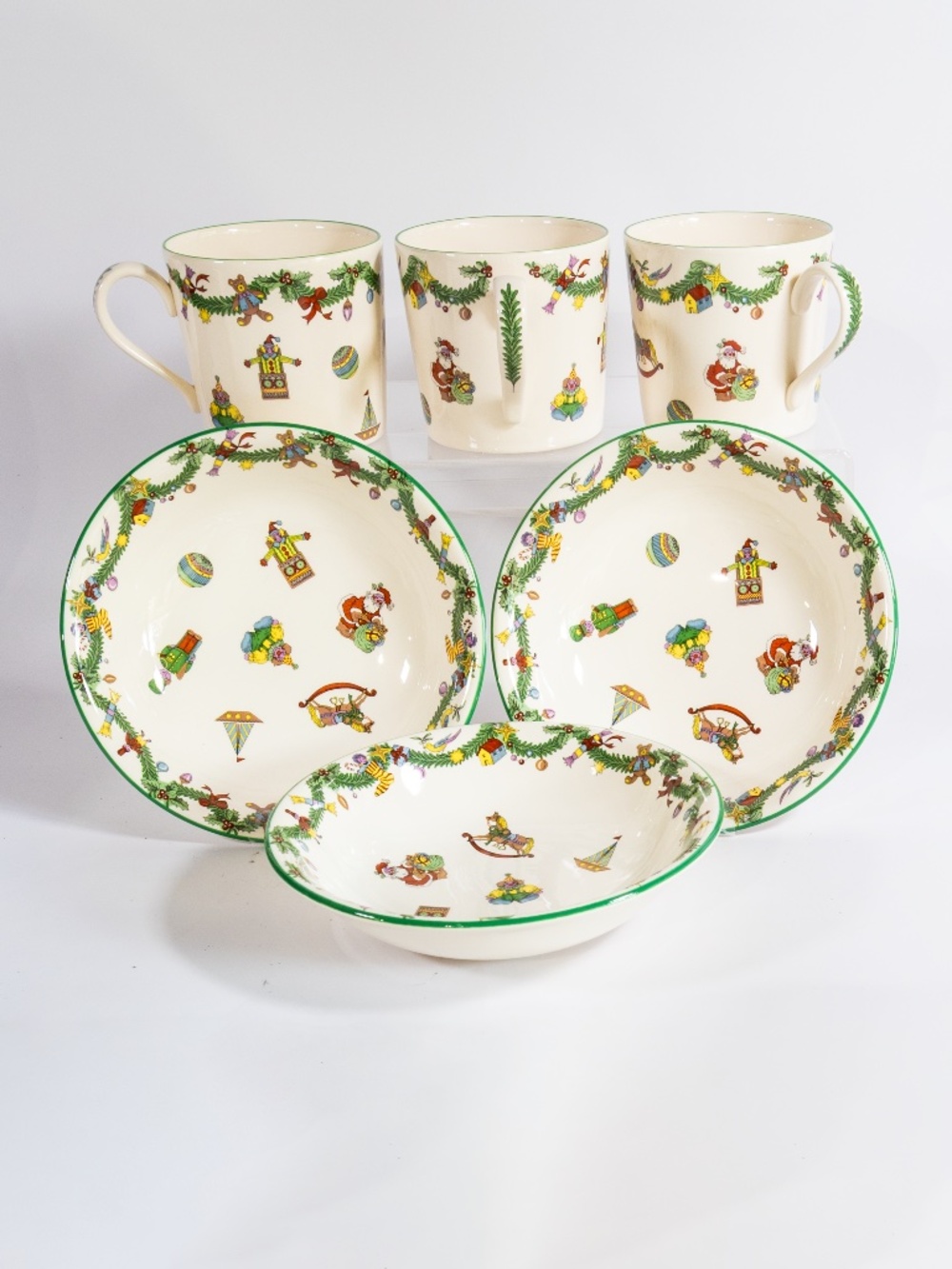Vintage Spode Christmas Toys Child's Bowl and Mug, 3 sets